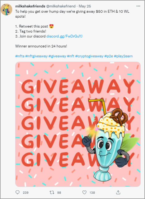 NFT Giveaway with increased engagement