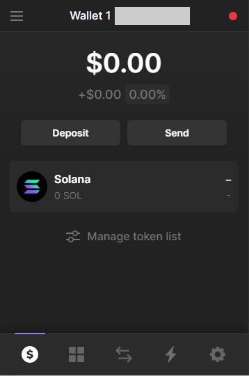 A Phantom Wallet with no Solana cryptocurrency