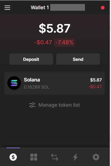 Phantom wallet with SOL
